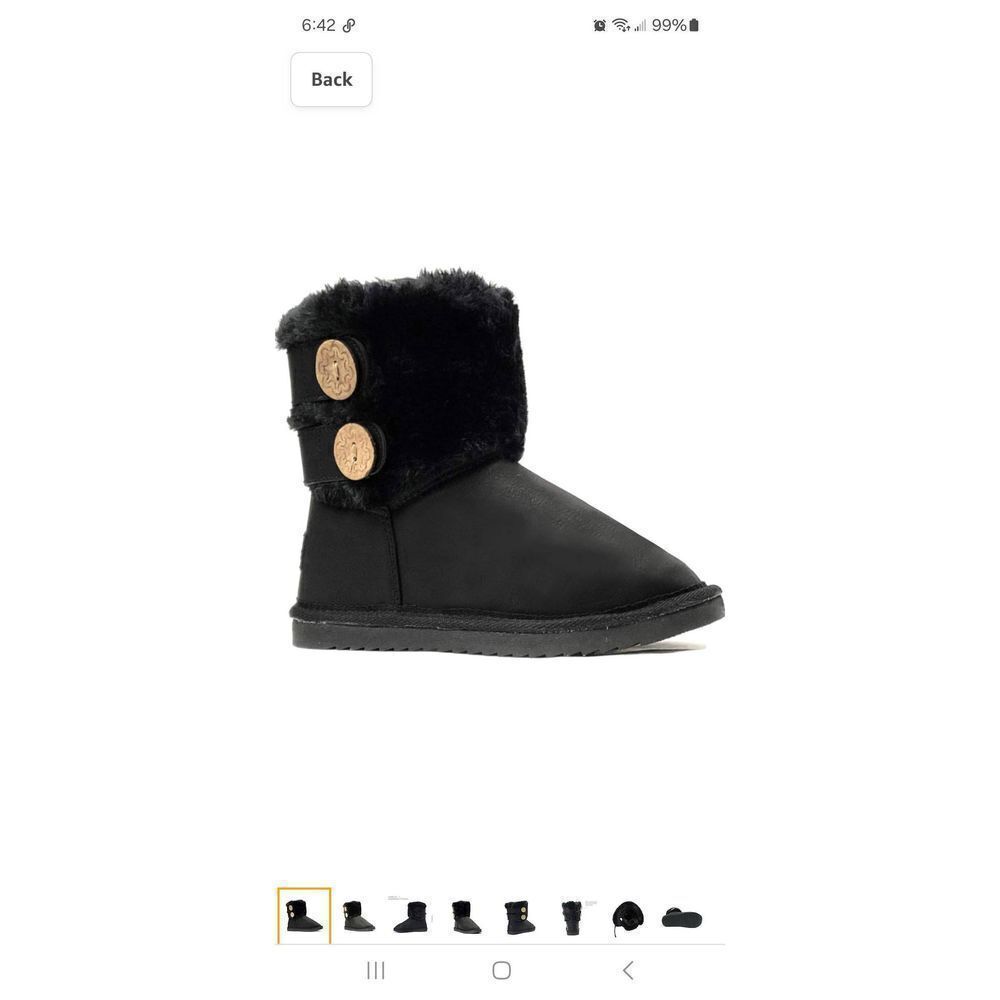 New Girls Size 13 Redvolution Black Classic Snow Boots Mid Calf Faux Fur Lined
